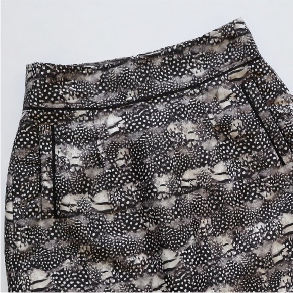 J. CREW Size 0 Black Brown & White Feather Print Skirt Career - Picture 6 of 11